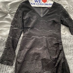 black lace long sleeve dress
